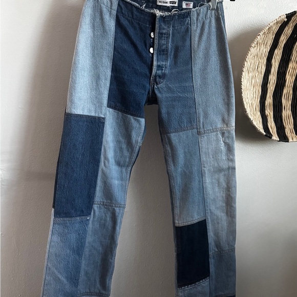 Levi RE/Done Patchwork Flare Low-Rise Jeans - Picture 1 of 11